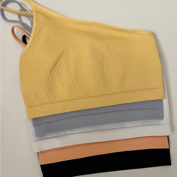 Ice Blue  One Shoulder Ribbed Bralette - Picture 2 of 2
